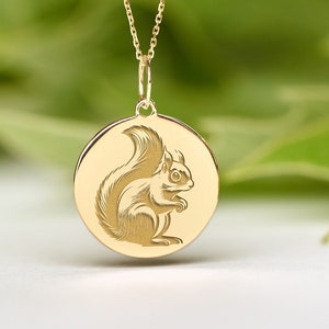 14k Solid Gold squirrel Necklace • Dainty squirrel Pendant • Personalized chipmunk Charm