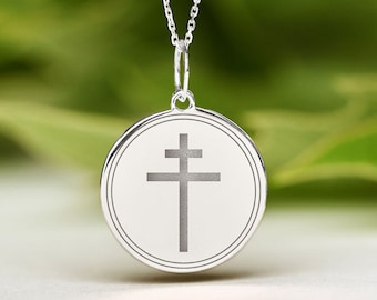 Sterling Silver Cross Of Lorraine Necklace • Dainty Cross Of Lorraine Pendant • Personalized Cross Of Lorraine Charm