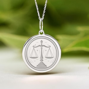 Sterling Silver Scale Of Justice Necklace • Law School Graduation Gift • Personalized Law Student Graduate Gift