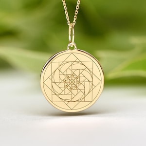 14k Solid Gold Fibonacci Necklace • Dainty Fibonacci Pendant • Personalized Fibonacci  Charm