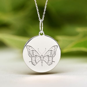 Sterling Silver Butterfly Necklace • Dainty Butterfly Pendant • Personalized Butterfly Charm