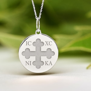 Sterling Silver Constantine Cross Necklace • Dainty Konstantinato Pendant • Personalized Constantine Charm