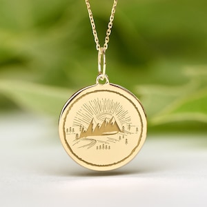 14k Solid Gold Mountain Necklace • Dainty Colorado Pendant • Personalized Mountain Charm