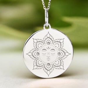 Sterling Silver Sun Necklace • Dainty Sleeping Sun Pendant • Personalized Astrology Charm