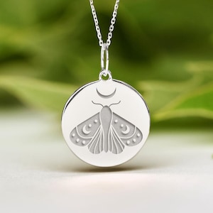 Sterling Silver Luna Moth Necklace • Dainty Luna Moth Pendant • Personalized Moon Moth Charm