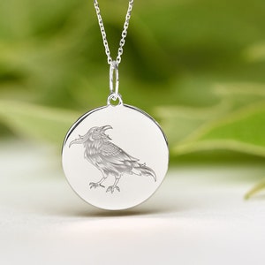 Sterling Silver Crow Necklace • Dainty Crow Pendant • Personalized Crow Charm