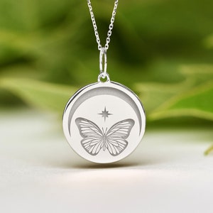 Sterling Silver Luna Moth Necklace • Dainty Luna Moth Pendant • Personalized Moon Moth Charm