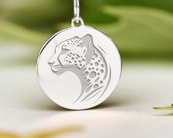 Sterling Silver Leopard Necklace • Dainty Panther Pendant • Personalized Wild Animal Charm