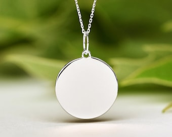 Sterling Silver Initial Necklace • Custom Letter Disc • Minimal Everyday Pendant • Free Back Engraving