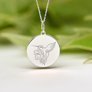 Sterling Silver Hummingbird Necklace • Dainty Hummingbird Pendant • Personalized Hummingbird Charm