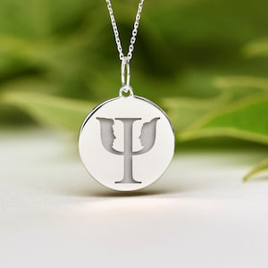 Sterling Silver Psi Necklace • Personalized Psi Letter Pendant • Delicate Psi Charm • Psychologist Psychiatrist Gift