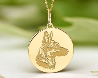Gold german shepherd pendant sale
