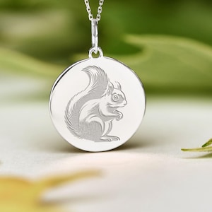 Sterling Silver squirrel Necklace • Dainty squirrel Pendant • Personalized chipmunk Charm