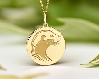 14k Solid Gold Sea Otter Necklace • Dainty Ocean Pendant • Personalized Animal Charm