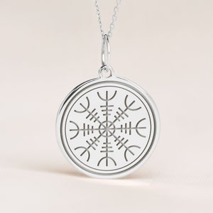 Sterling Silver Helm of Awe Necklace • Dainty Helm of Awe Pendant • Personalized Aegishjalmur Stave Charm