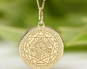 14k Solid Gold Seven Archangels Necklace • Dainty Seven Archangels Pendant • Personalized Seven Archangels Charm