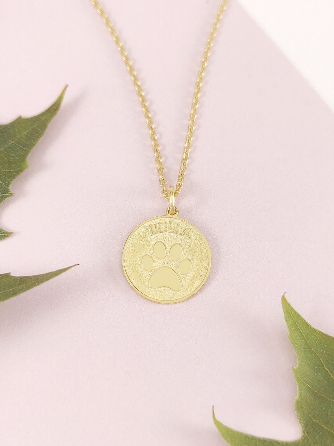 14k Solid Gold Paw Necklace Dainty Paw Pendant Etsy