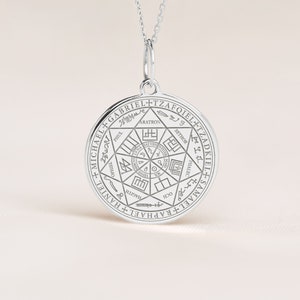 Sterling Silver Seven Archangels Necklace • Protective Amulet • Seal of the 7 Archangels • Free Back Engraving image 2