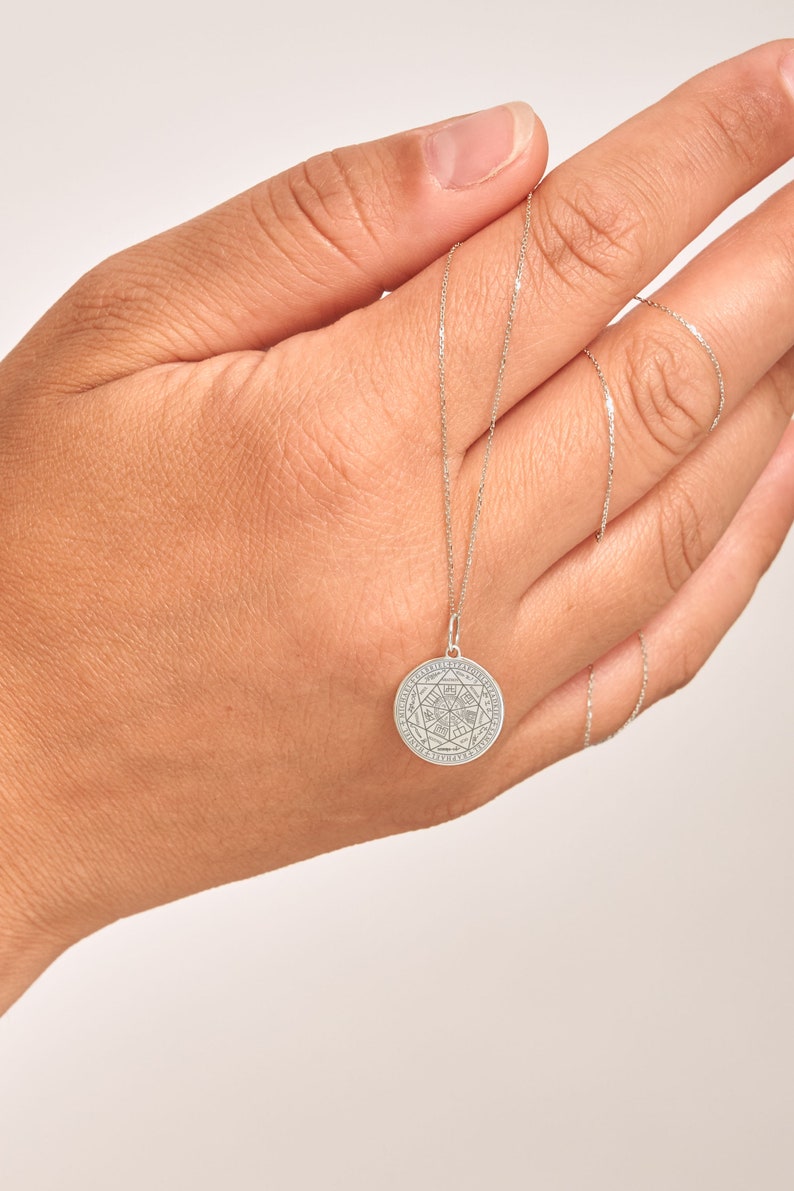 Sterling Silver Seven Archangels Necklace • Protective Amulet • Seal of the 7 Archangels • Free Back Engraving image 4