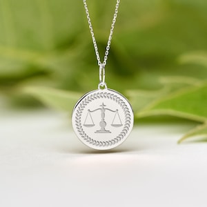 Scale Of Justice Necklace Sterling Silver • Law School Graduation Gift • Personalized Law Student Graduate Gift