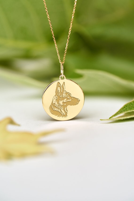 German Shepherd Dog Head Charm Pendant Necklace - Gold Or Silver Tone - View #7