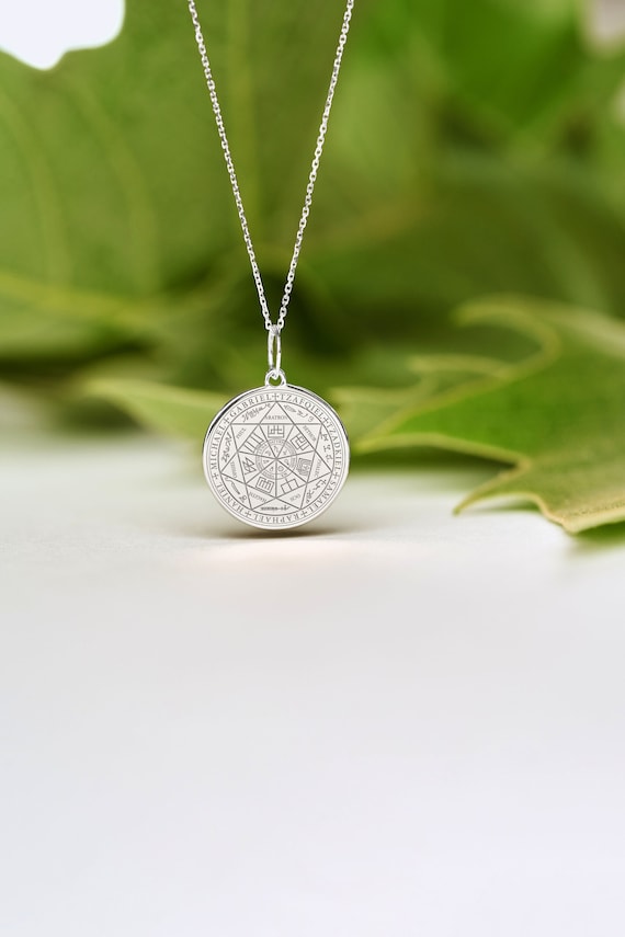 Sterling Silver Seven Archangels Necklace • Protective Amulet • Seal of the 7 Archangels • Free Back Engraving