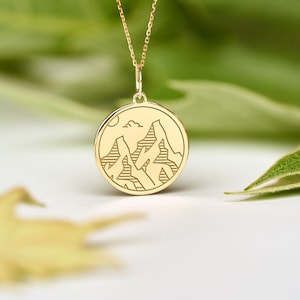 14k Solid Gold Mountain Necklace • Dainty Mountain Pendant • Personalized Mountain Charm