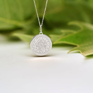 Sterling Silver Seven Archangels Necklace • Protective Amulet • Seal of the 7 Archangels • Free Back Engraving image 6