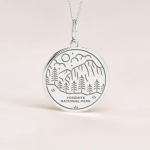 Sterling Silver Yosemite National Park Necklace • Dainty California National Park Pendant • Personalized World Heritage Charm