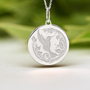 Sterling Silver  Hummingbird Necklace • Dainty Hummingbird Pendant • Personalized Hummingbird Charm