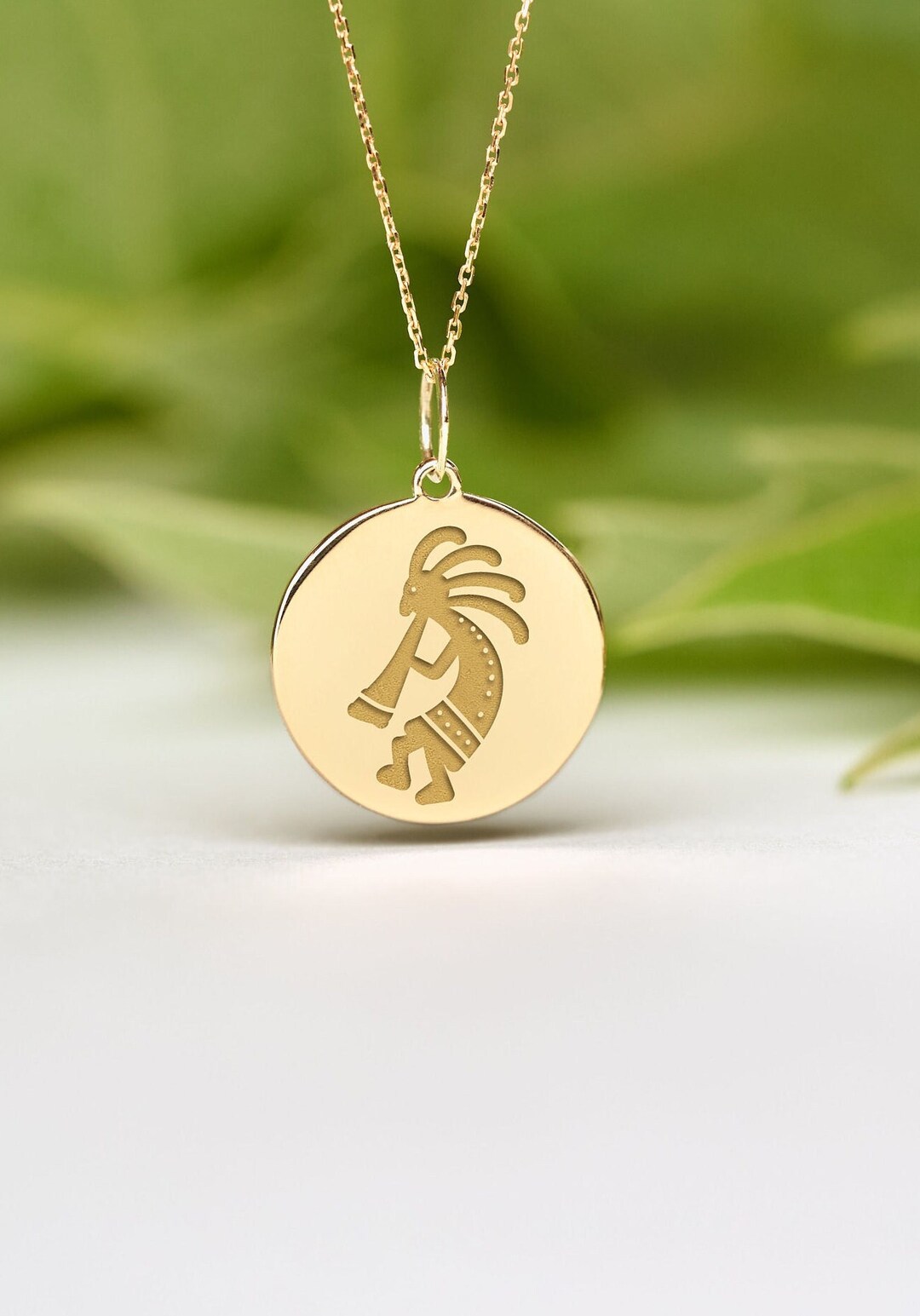 14k Solid Gold Kokopelli Necklace Dainty Kokopelli Pendant Personalized