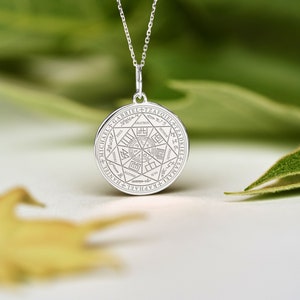 Sterling Silver Seven Archangels Necklace • Protective Amulet • Seal of the 7 Archangels • Free Back Engraving image 3
