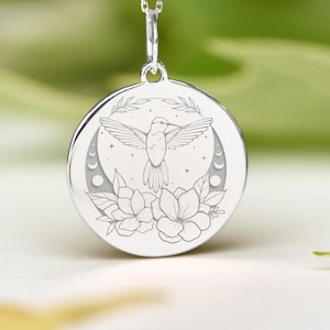 Sterling Silver  Hummingbird Necklace • Dainty Hummingbird Pendant • Personalized Hummingbird Charm