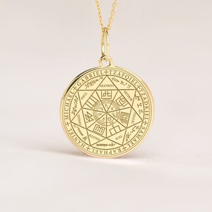 14k Solid Gold Seven Archangels Necklace • Dainty Seven Archangels Pendant • Personalized Seven Archangels Charm image 6