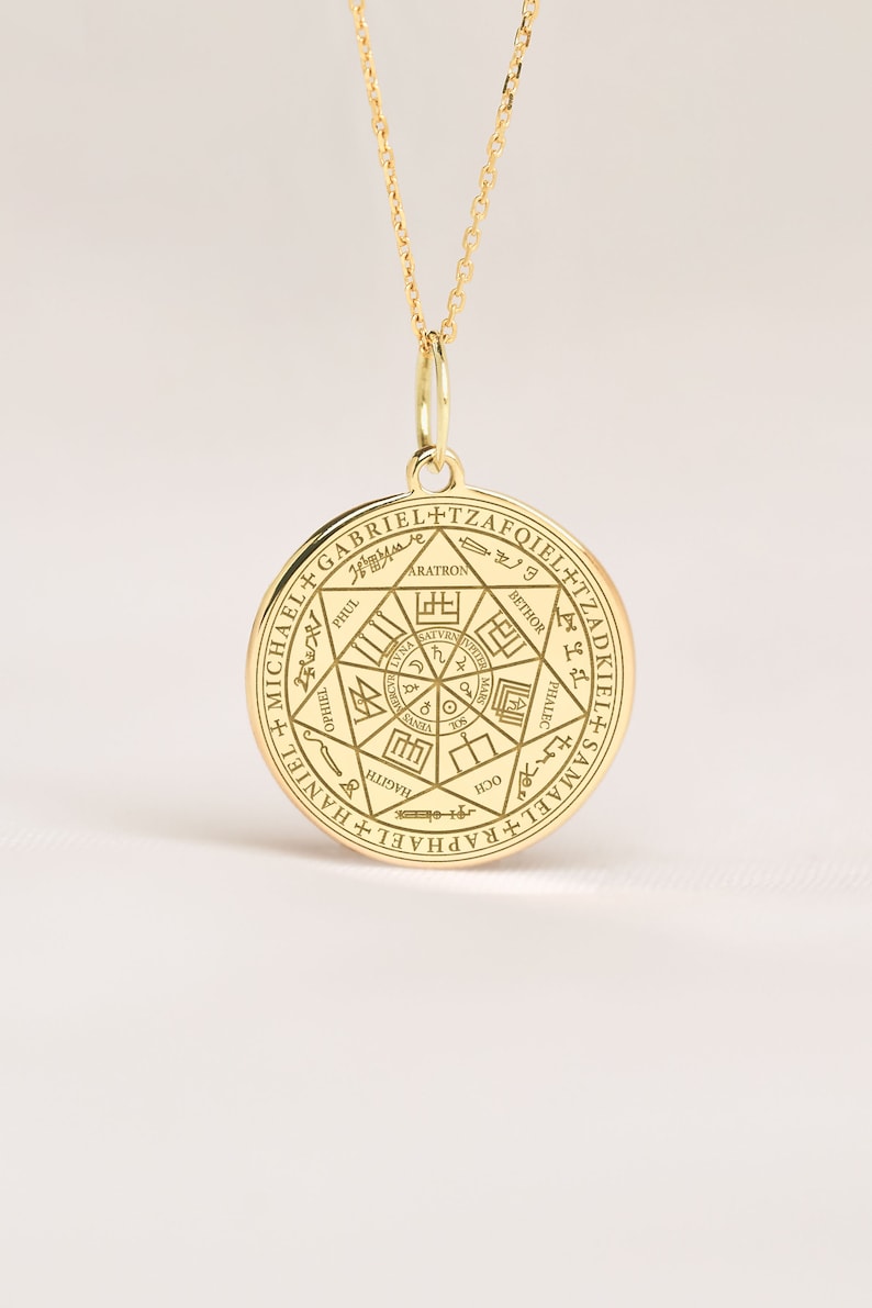 14k Solid Gold Seven Archangels Necklace • Dainty Seven Archangels Pendant • Personalized Seven Archangels Charm image 6