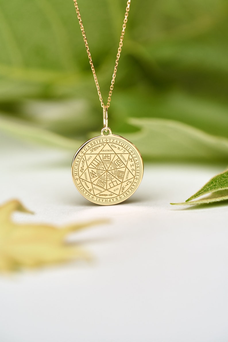 14k Solid Gold Seven Archangels Necklace • Dainty Seven Archangels Pendant • Personalized Seven Archangels Charm image 3