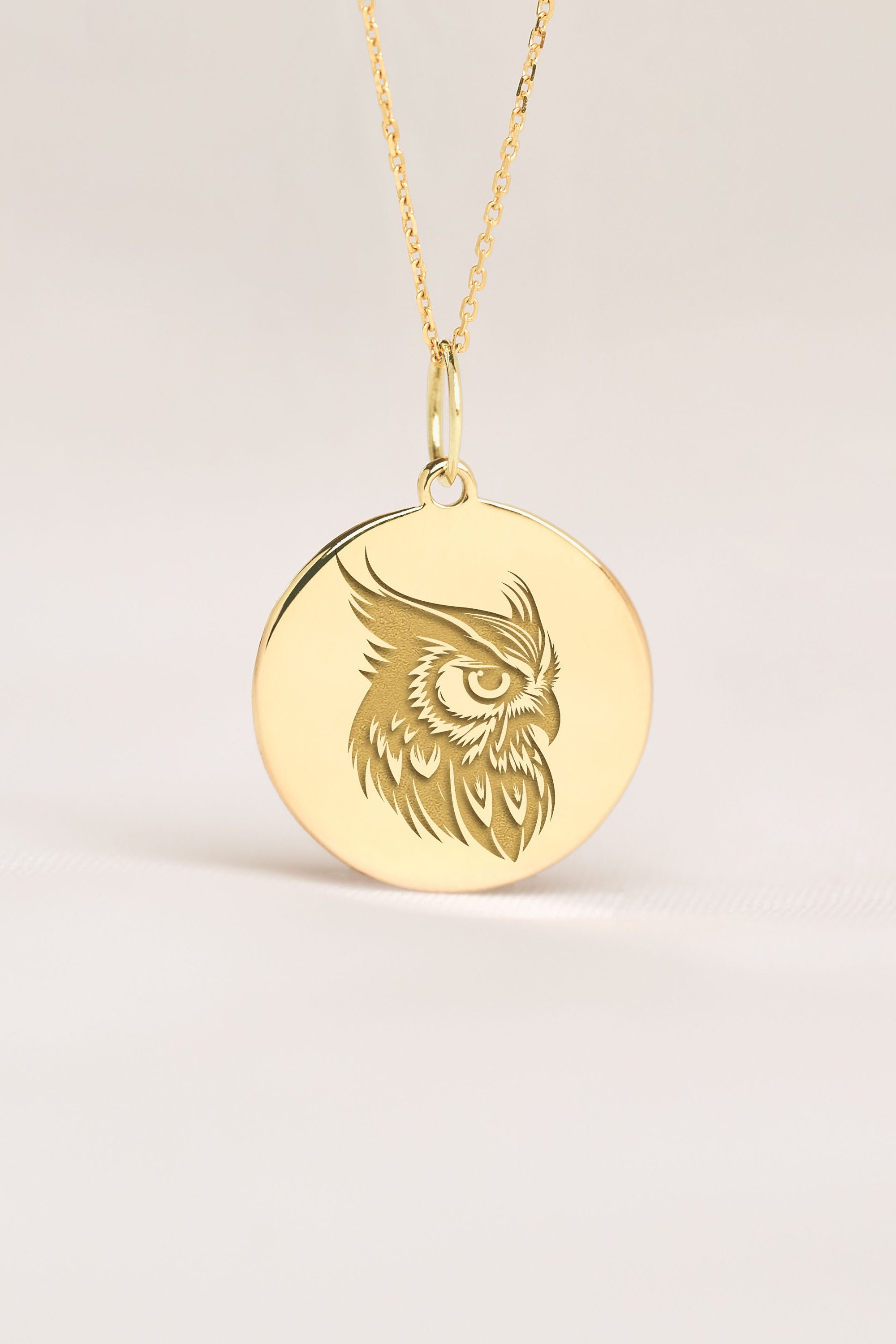 14k Solid Gold Owl Necklace Dainty Owl Pendant - Etsy