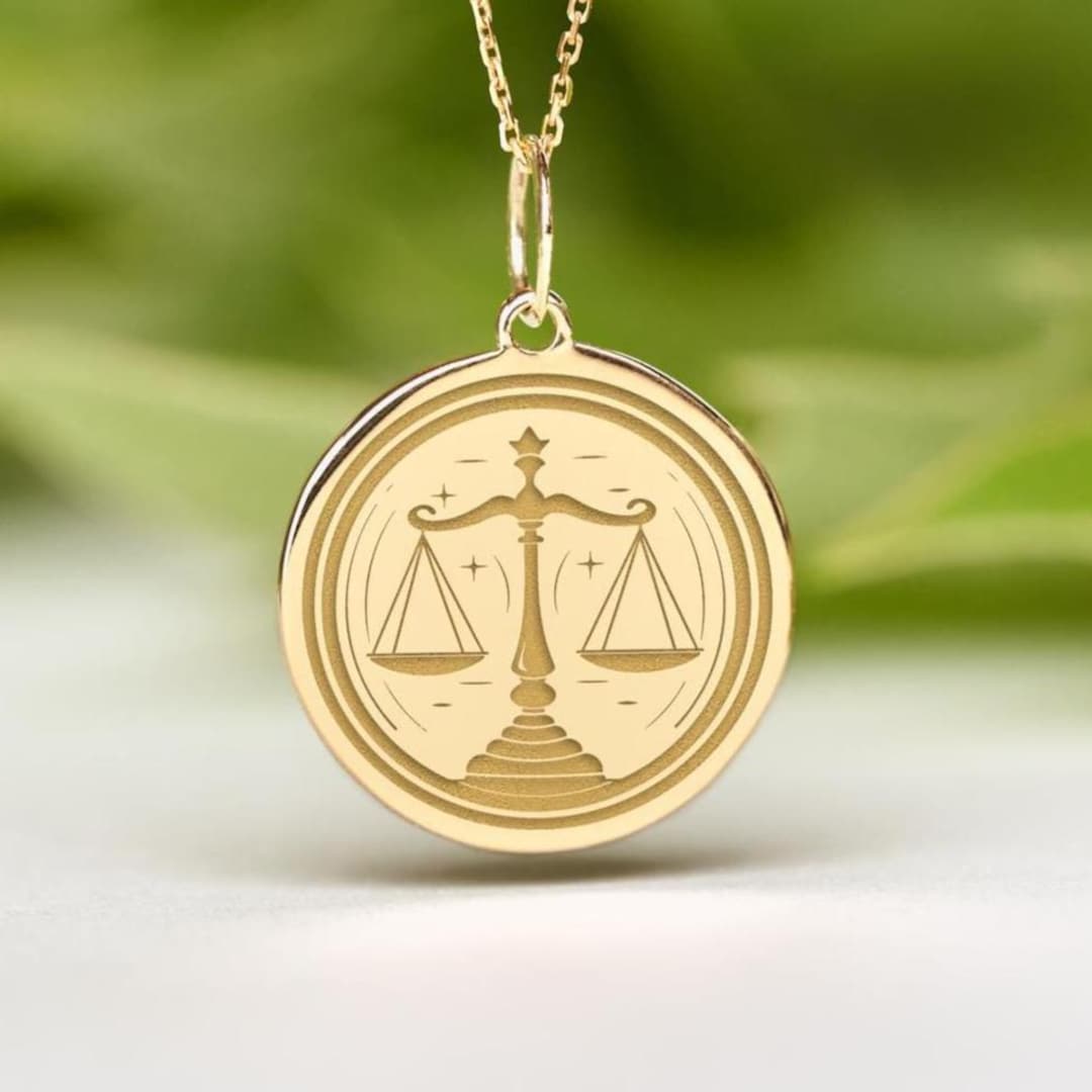 14k Solid Gold Scales of Justice Necklace • Dainty Balance Pendant ...