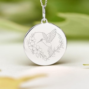 Sterling Silver Hummingbird Necklace • Dainty Hummingbird Pendant • Personalized Hummingbird Charm