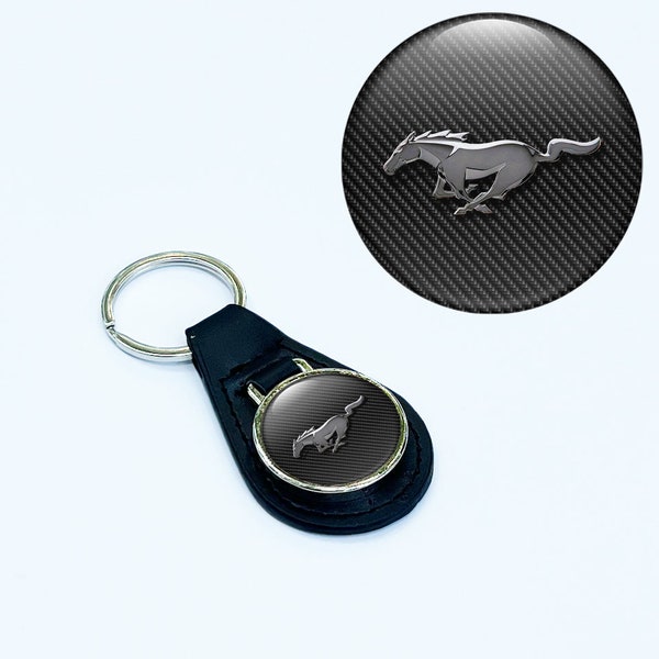 Mustang Keychain Leather Etsy