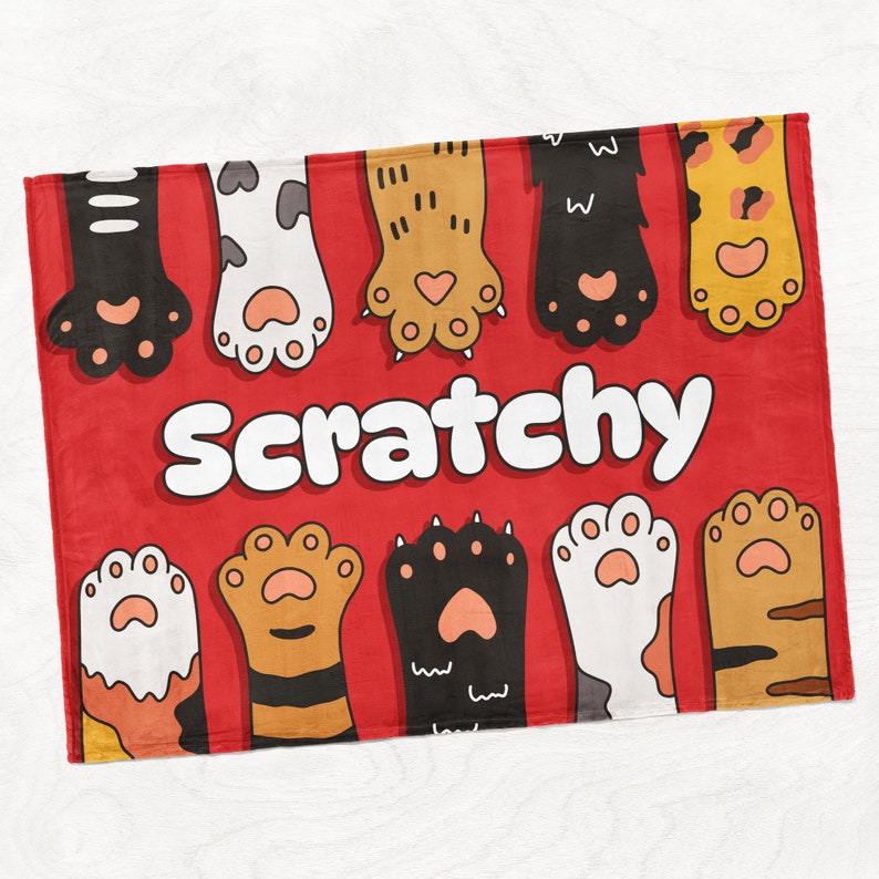 Personalized Cat Paw Blanket With Name, Custom Cat Lover Gift for Cat