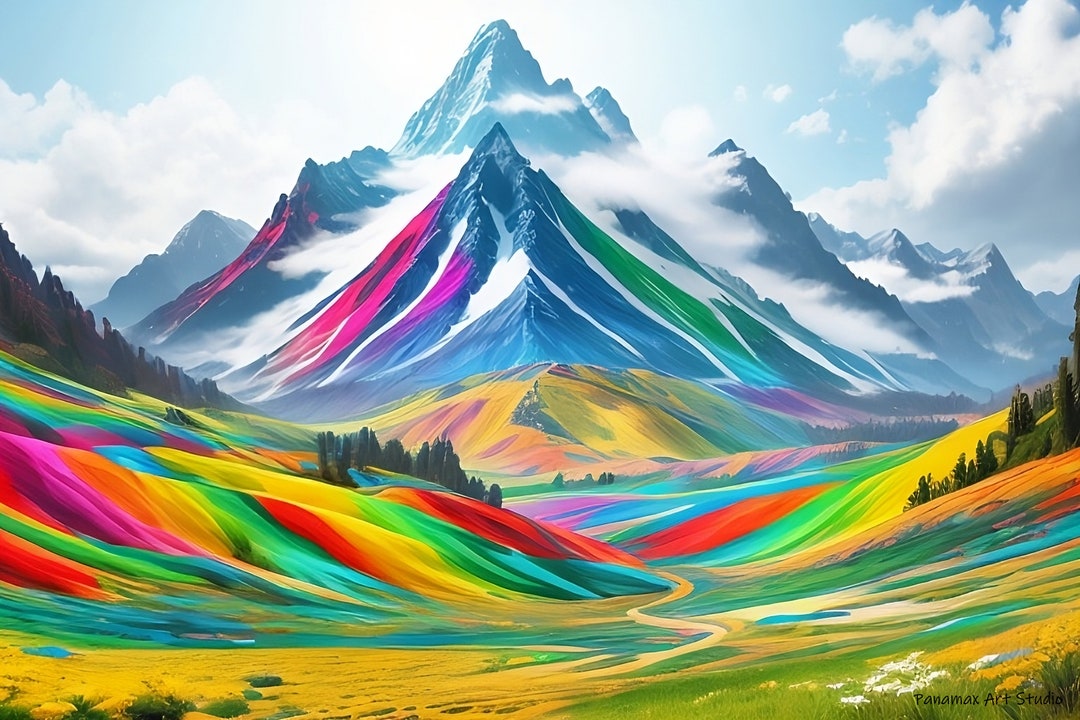 Beautiful Colorful Scene of Mountains - Etsy