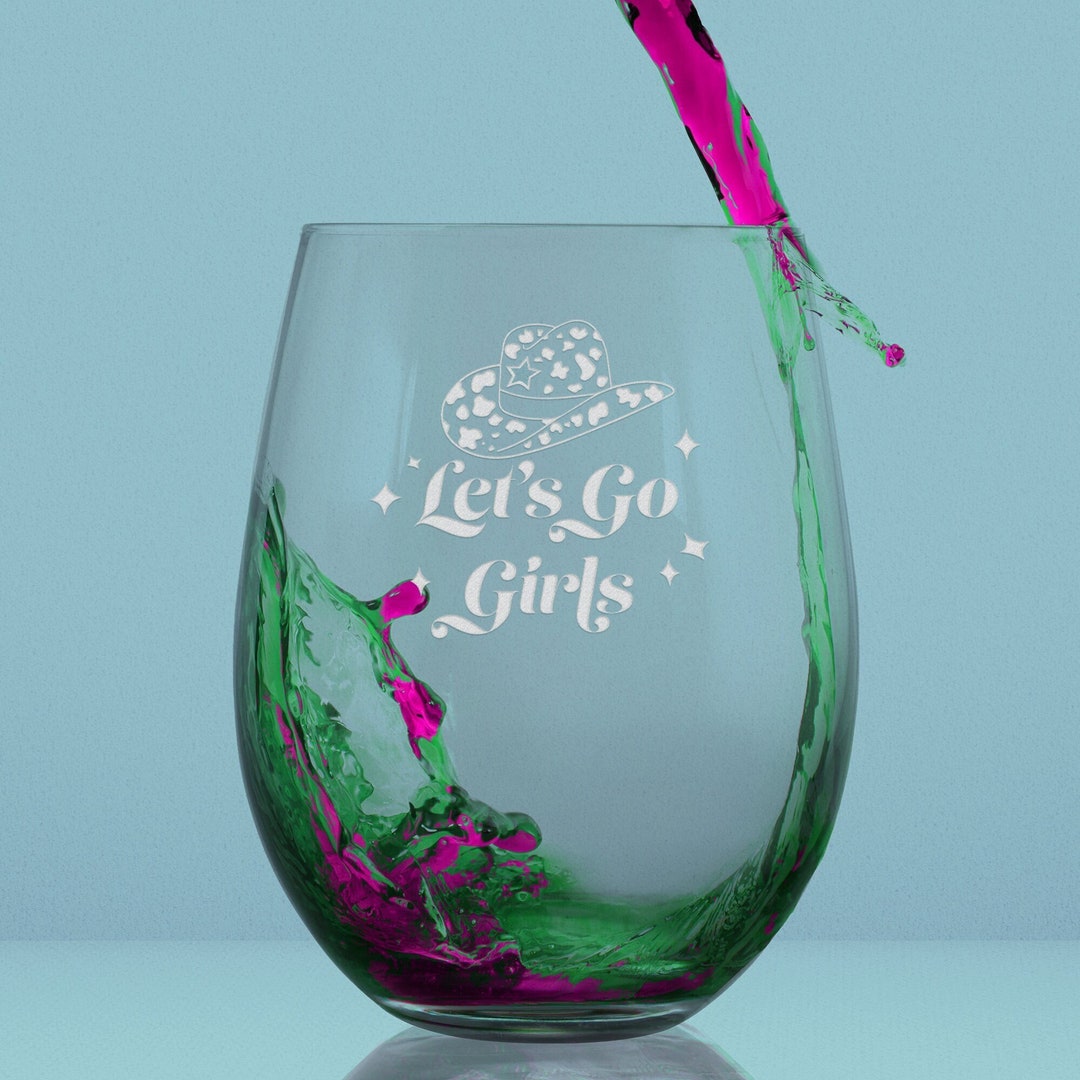 Lets Go Girls Stemless Wine Glass Gifts for Her Wife Gift, Couple Gift