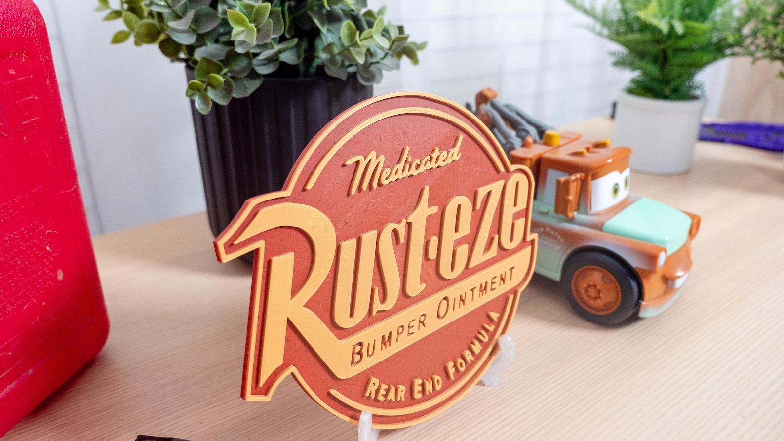 3D Printed Rusteze Medallion | Pixar Cars Themed Sign | Lightning ...