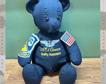 Blue Military Memory Bear Marine Cammo Teddy Bear Personalized Bundle