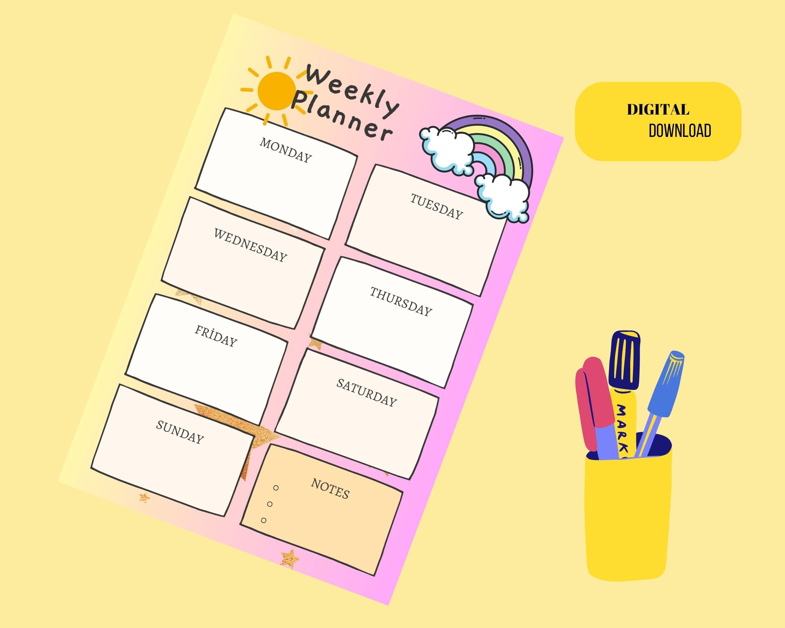 Weekly Planner Printable to Do List Time Management Tool - Etsy