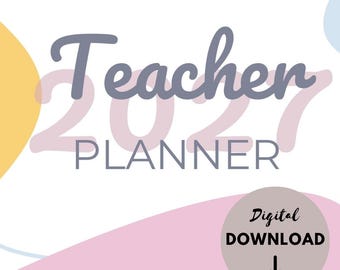 Teacher planner, Digital planner, Everyday planner, PDF, Printable planner, 2027
