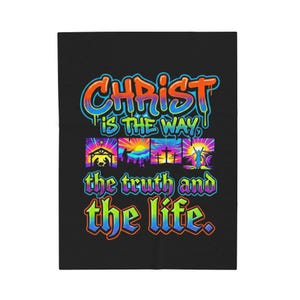 Christ is the Way graphic Velveteen Blanket | Christian faith scripture decor