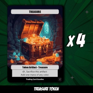 Pacote de fichas de tesouro x4 | Token MTG | Proxy MTG | Magia O Encontro | Comandante EDH | Ficha Mágica