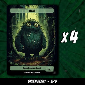 Pacchetto token 3/3 bestia verde x4 / token MTG / proxy MTG / Magic The Gathering / comandante EDH / token magico